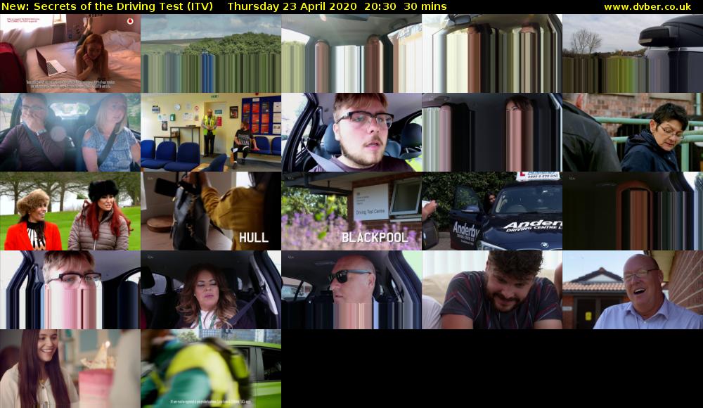 Secrets of the Driving Test (ITV) Thursday 23 April 2020 20:30 - 21:00