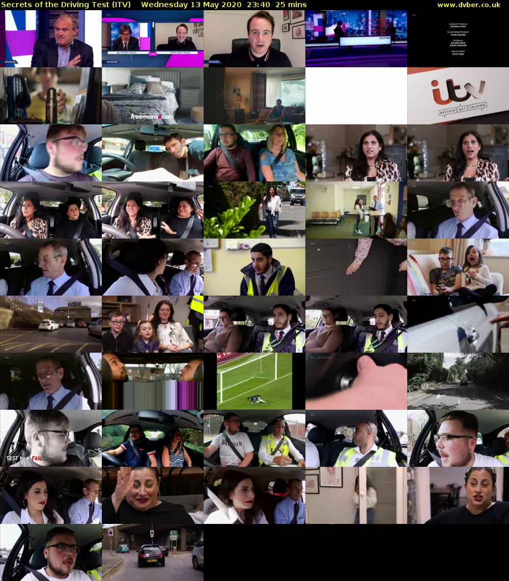 Secrets of the Driving Test (ITV) Wednesday 13 May 2020 23:40 - 00:05