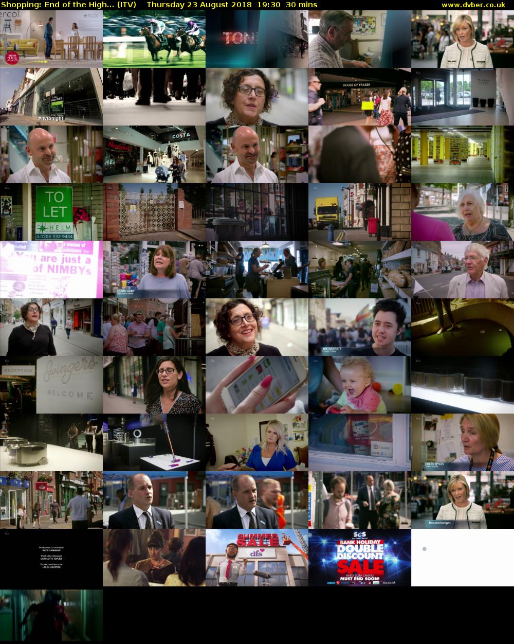 Shopping: End of the High... (ITV) Thursday 23 August 2018 19:30 - 20:00