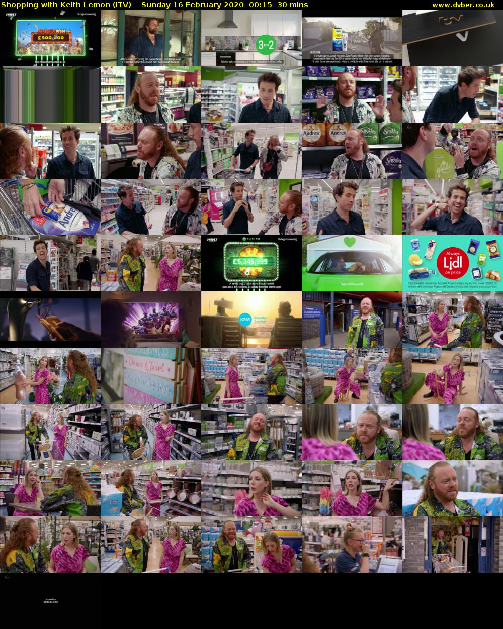 Shopping with Keith Lemon (ITV) Sunday 16 February 2020 00:15 - 00:45