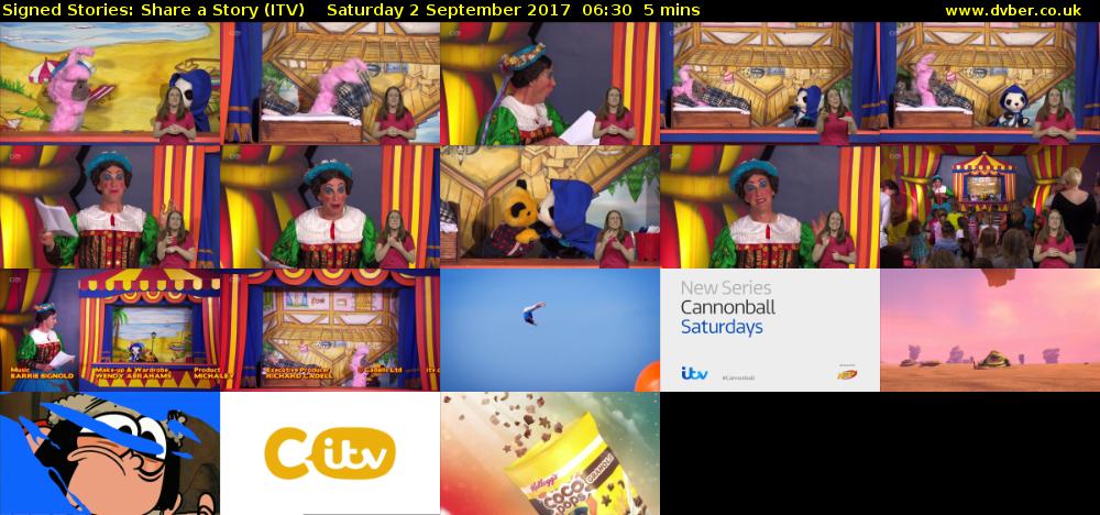 Signed Stories: Share a Story (ITV) Saturday 2 September 2017 06:30 - 06:35