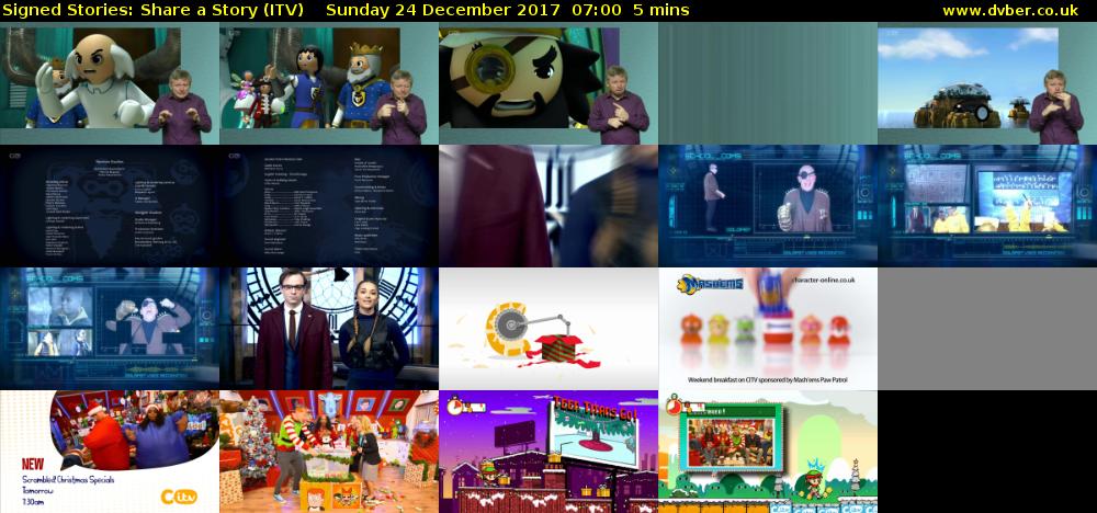 Signed Stories: Share a Story (ITV) Sunday 24 December 2017 07:00 - 07:05