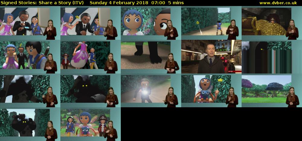 Signed Stories: Share a Story (ITV) Sunday 4 February 2018 07:00 - 07:05