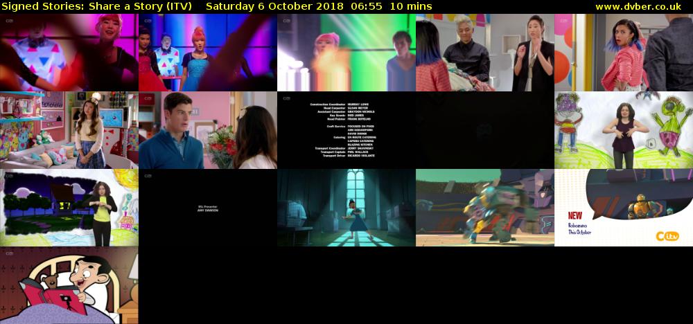 Signed Stories: Share a Story (ITV) Saturday 6 October 2018 06:55 - 07:05