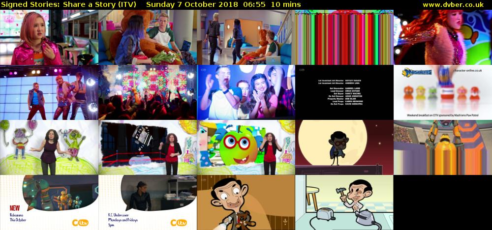 Signed Stories: Share a Story (ITV) Sunday 7 October 2018 06:55 - 07:05
