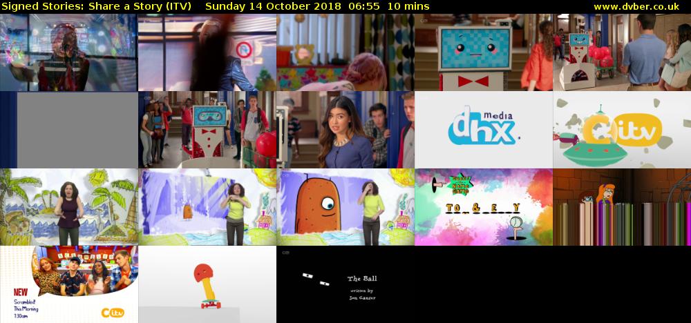 Signed Stories: Share a Story (ITV) Sunday 14 October 2018 06:55 - 07:05