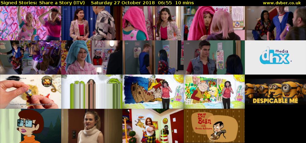 Signed Stories: Share a Story (ITV) Saturday 27 October 2018 06:55 - 07:05