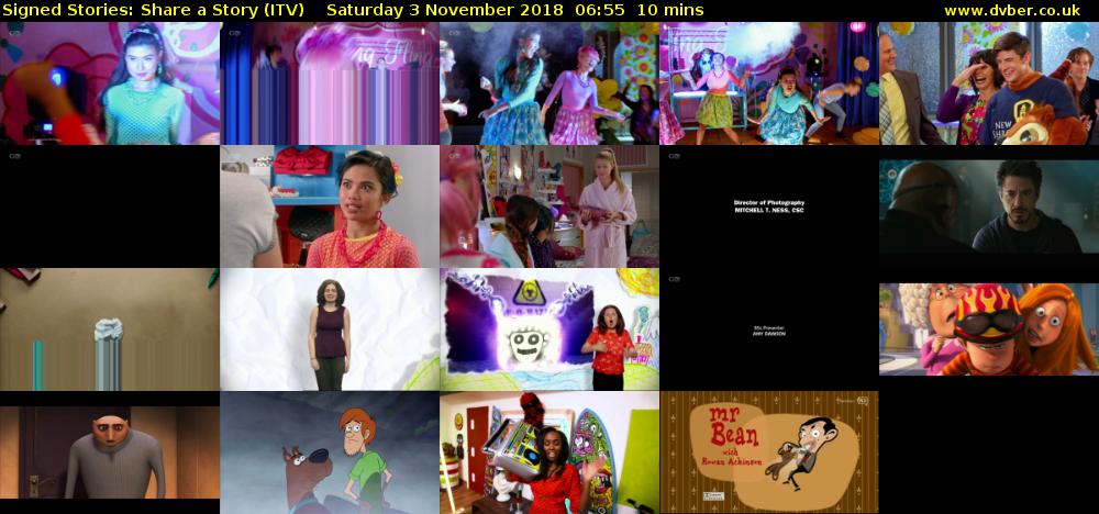 Signed Stories: Share a Story (ITV) Saturday 3 November 2018 06:55 - 07:05