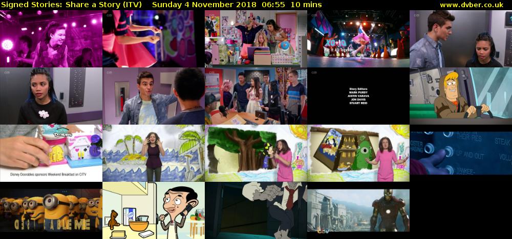 Signed Stories: Share a Story (ITV) Sunday 4 November 2018 06:55 - 07:05