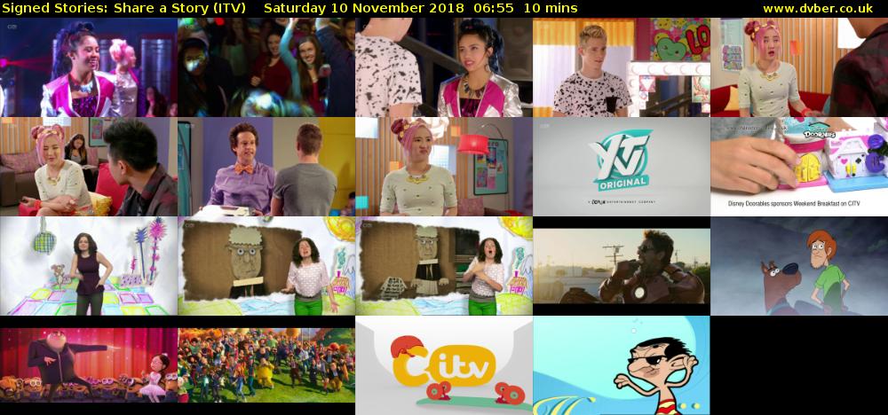 Signed Stories: Share a Story (ITV) Saturday 10 November 2018 06:55 - 07:05