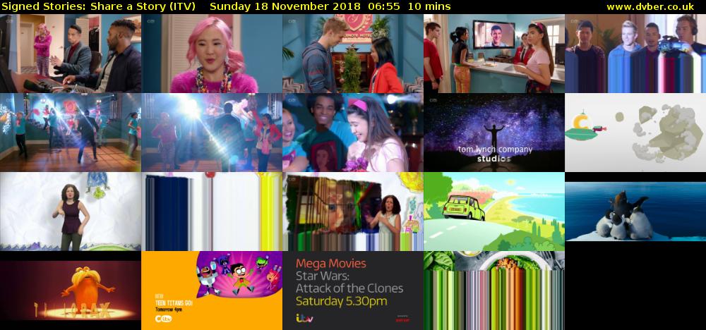 Signed Stories: Share a Story (ITV) Sunday 18 November 2018 06:55 - 07:05