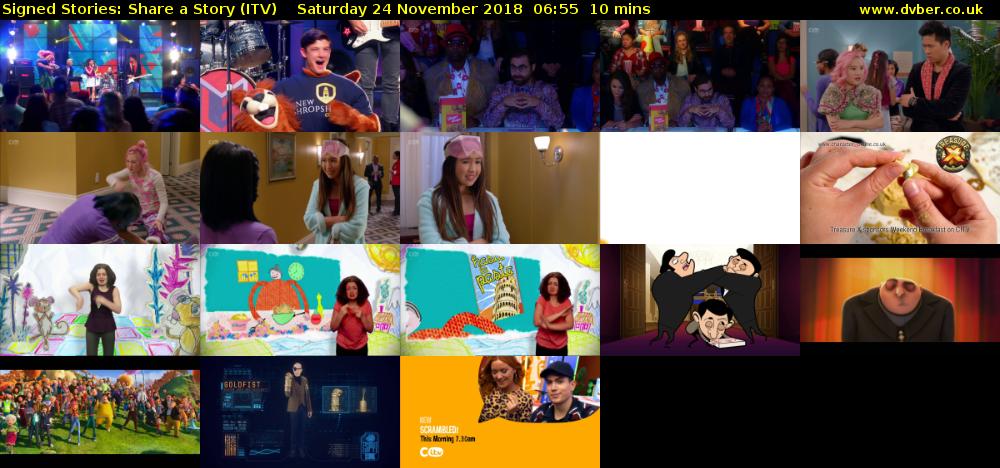 Signed Stories: Share a Story (ITV) Saturday 24 November 2018 06:55 - 07:05