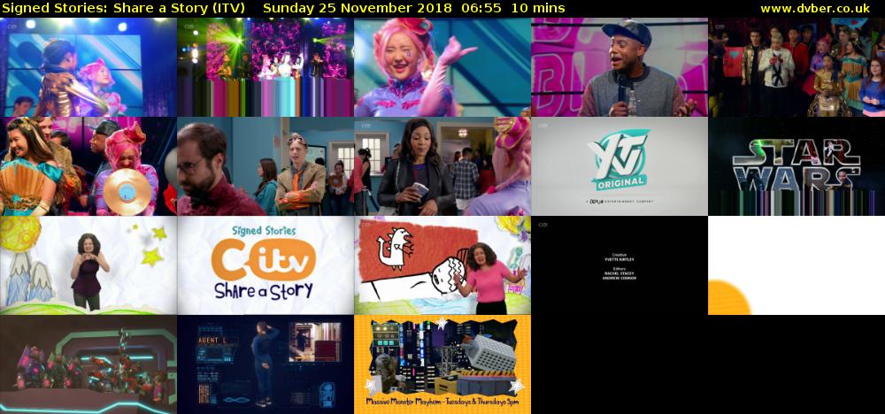 Signed Stories: Share a Story (ITV) Sunday 25 November 2018 06:55 - 07:05