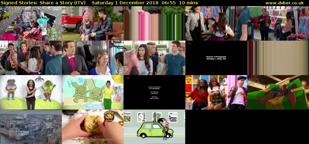 Signed Stories: Share a Story (ITV) Saturday 1 December 2018 06:55 - 07:05