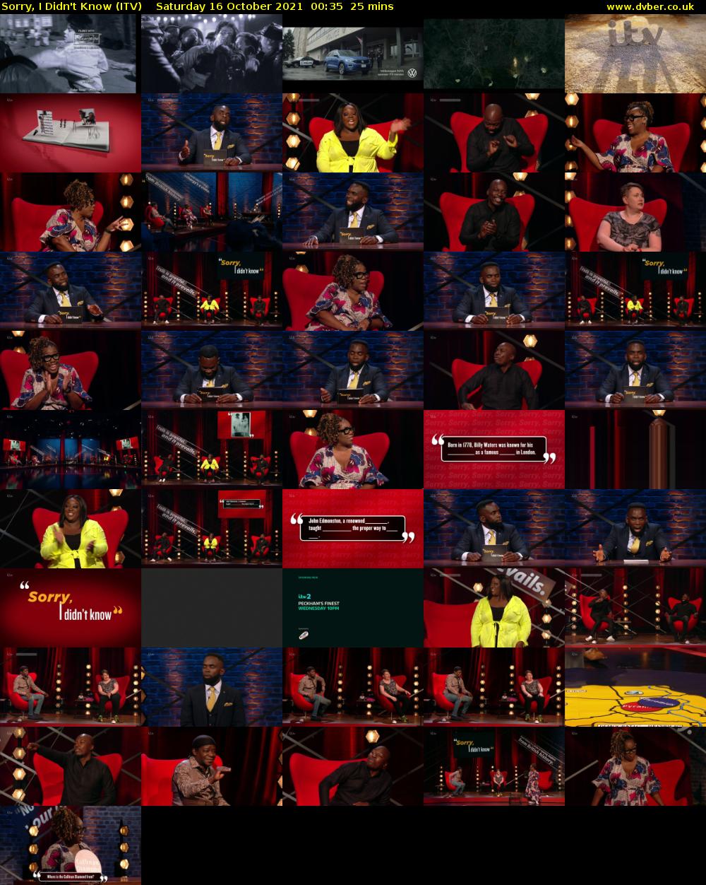 Sorry, I Didn't Know (ITV) Saturday 16 October 2021 00:35 - 01:00