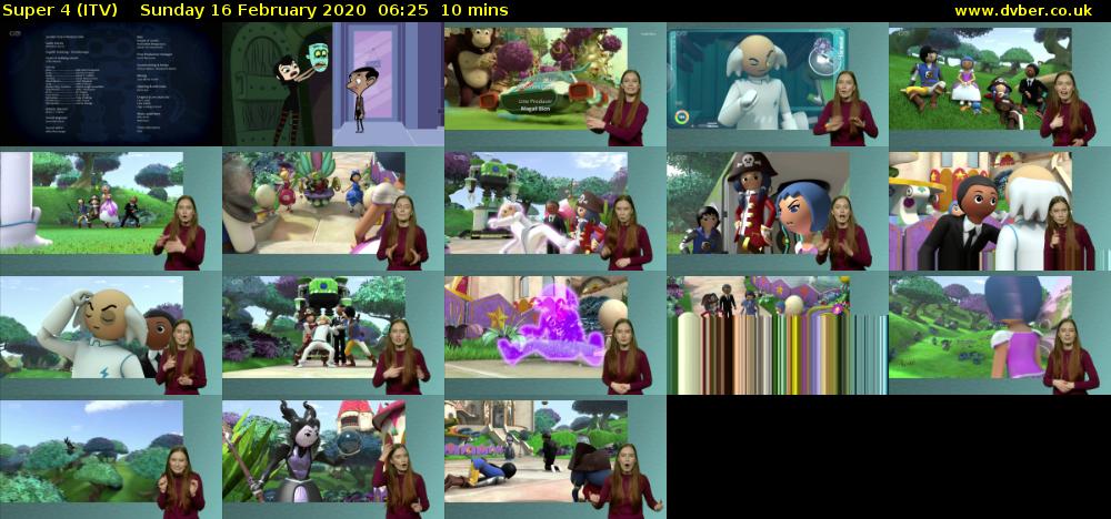 Super 4 (ITV) Sunday 16 February 2020 06:25 - 06:35