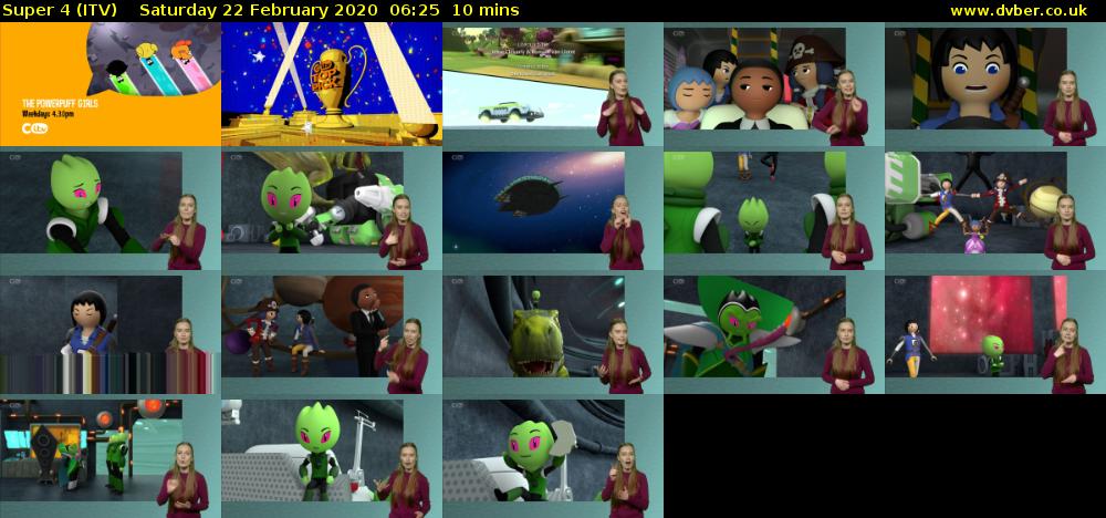 Super 4 (ITV) Saturday 22 February 2020 06:25 - 06:35