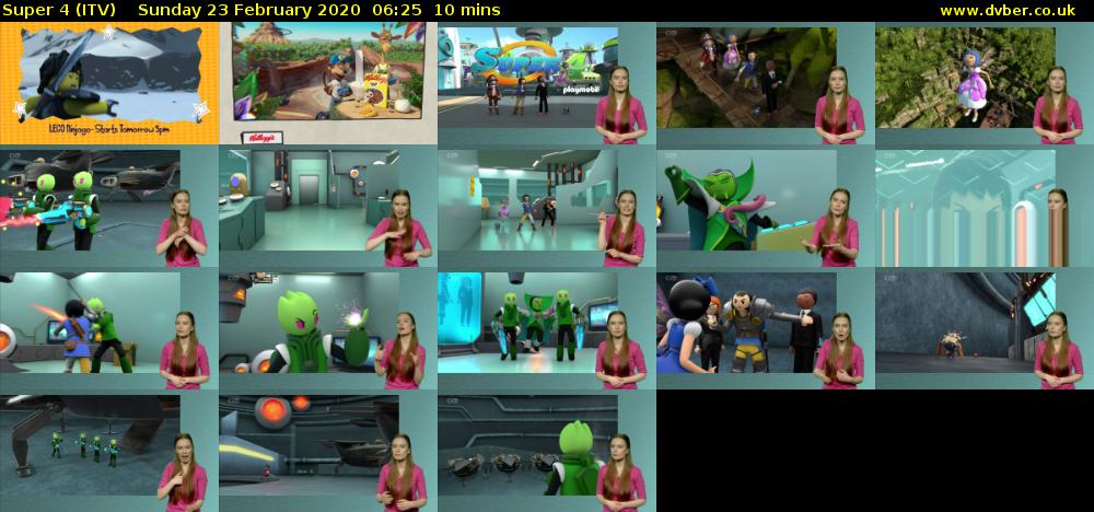 Super 4 (ITV) Sunday 23 February 2020 06:25 - 06:35