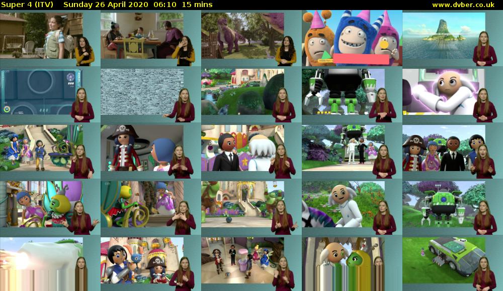 Super 4 (ITV) Sunday 26 April 2020 06:10 - 06:25