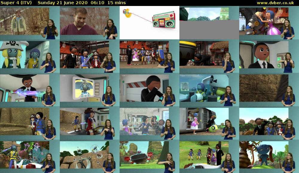 Super 4 (ITV) Sunday 21 June 2020 06:10 - 06:25