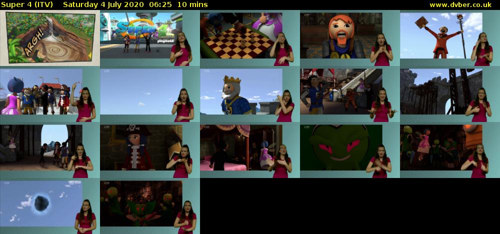 Super 4 (ITV) Saturday 4 July 2020 06:25 - 06:35