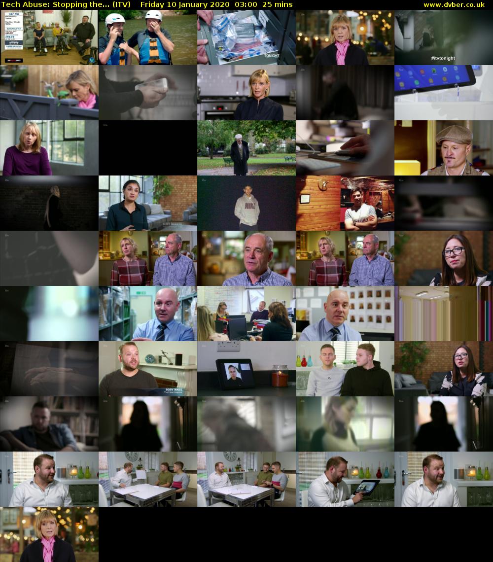 Tech Abuse: Stopping the... (ITV) Friday 10 January 2020 03:00 - 03:25