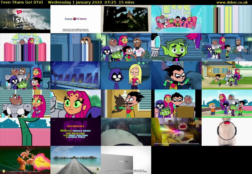 Teen Titans Go! (ITV) Wednesday 1 January 2020 07:25 - 07:40