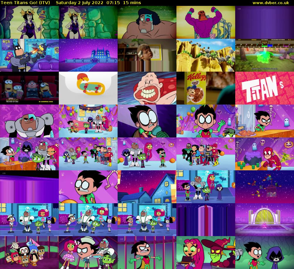 Teen Titans Go! (ITV) Saturday 2 July 2022 07:15 - 07:30