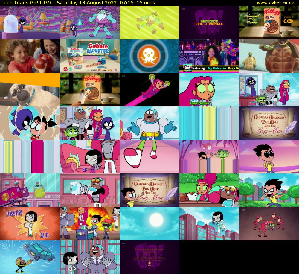 Teen Titans Go! (ITV) Saturday 13 August 2022 07:15 - 07:30