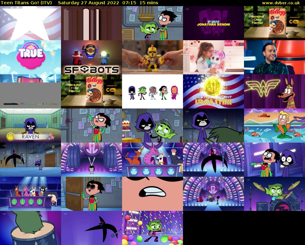 Teen Titans Go! (ITV) Saturday 27 August 2022 07:15 - 07:30