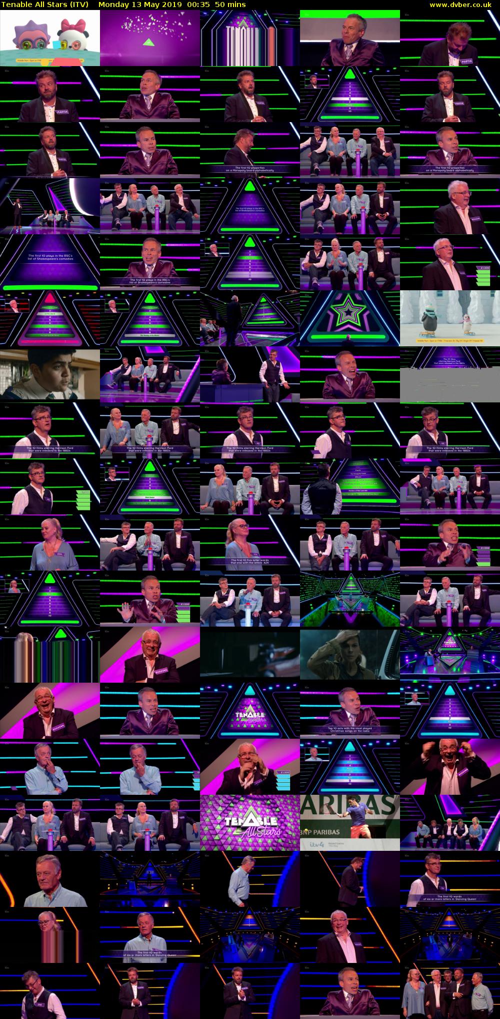 Tenable All Stars (ITV) Monday 13 May 2019 00:35 - 01:25