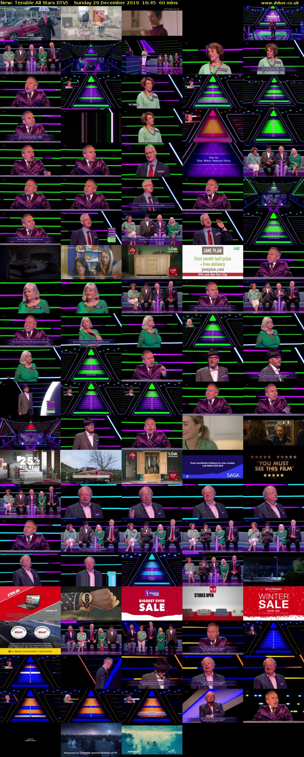 Tenable All Stars (ITV) Sunday 29 December 2019 16:45 - 17:45