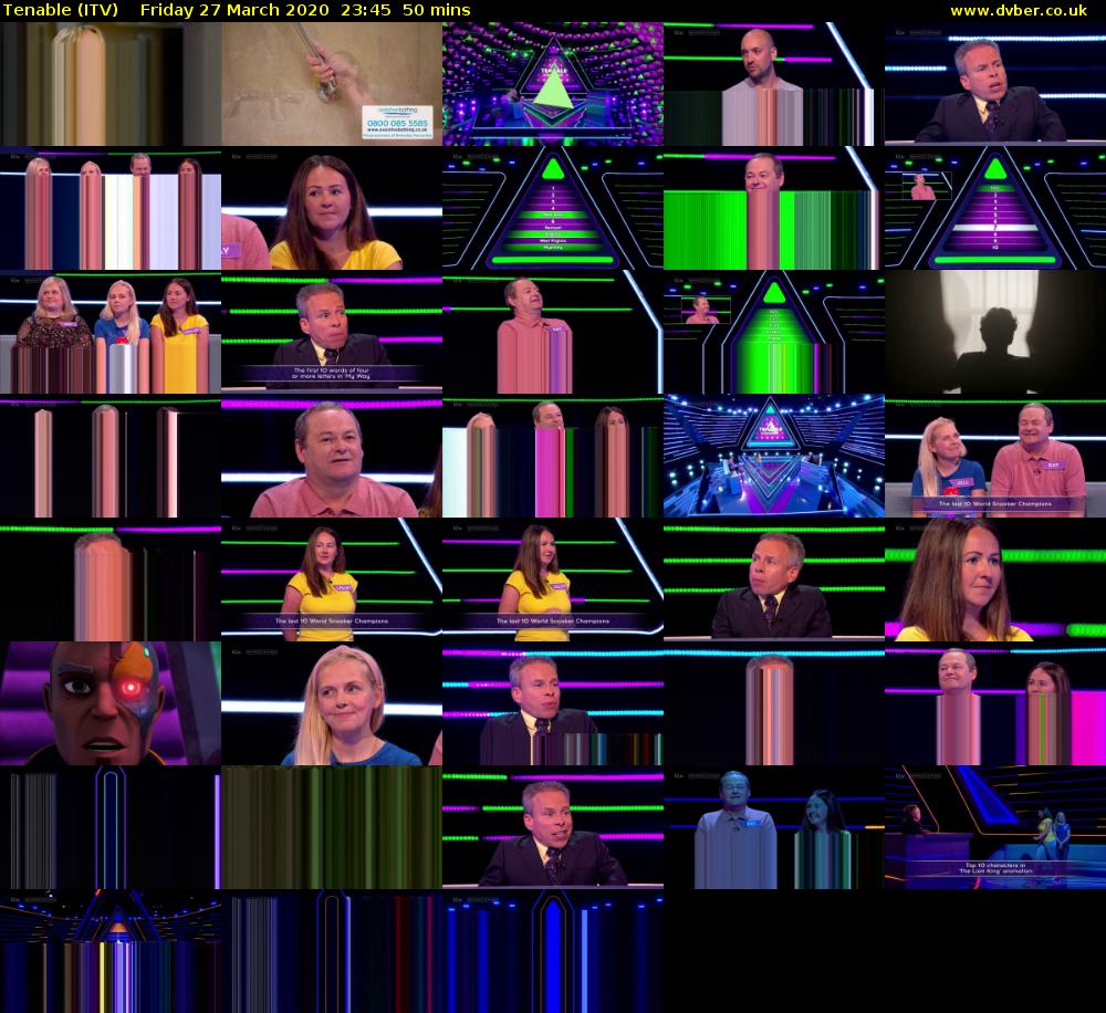 Tenable (ITV) Friday 27 March 2020 23:45 - 00:35