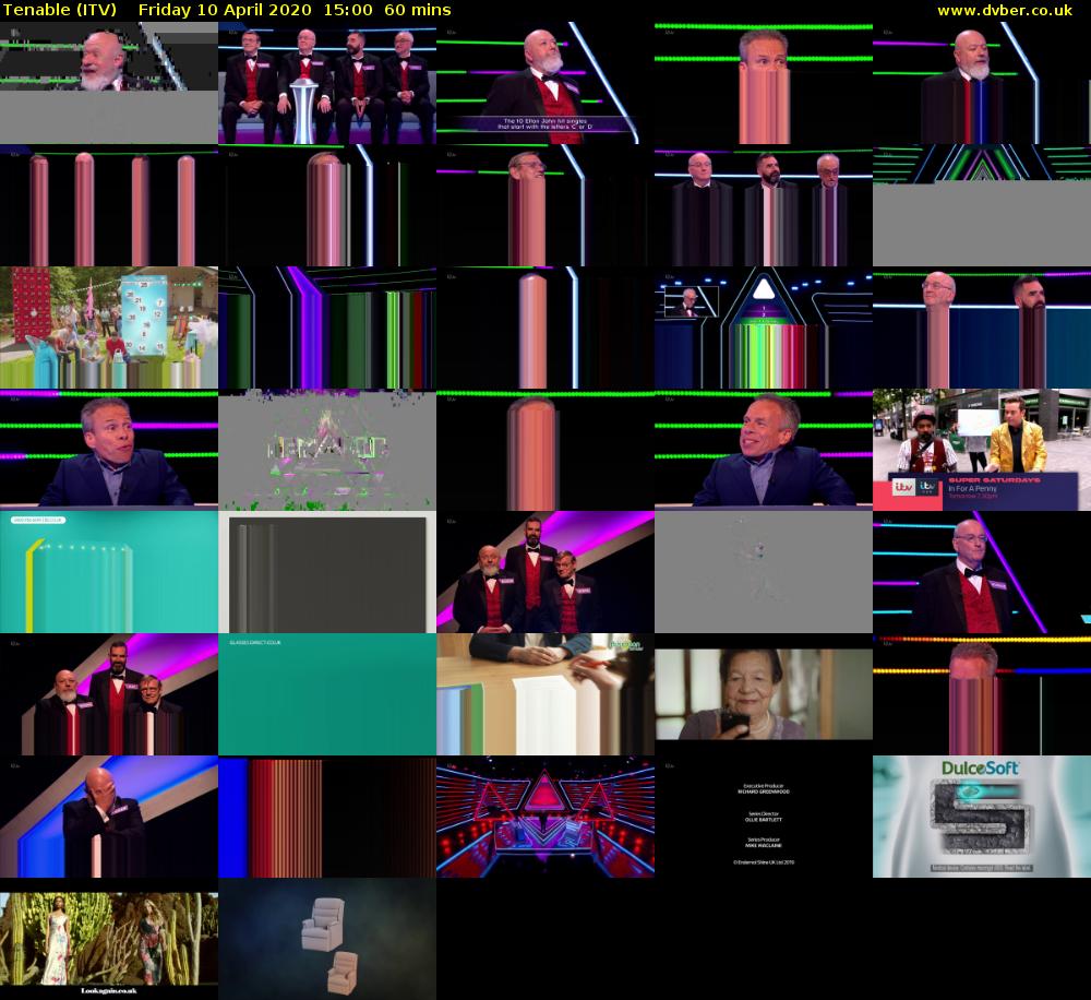 Tenable (ITV) Friday 10 April 2020 15:00 - 16:00