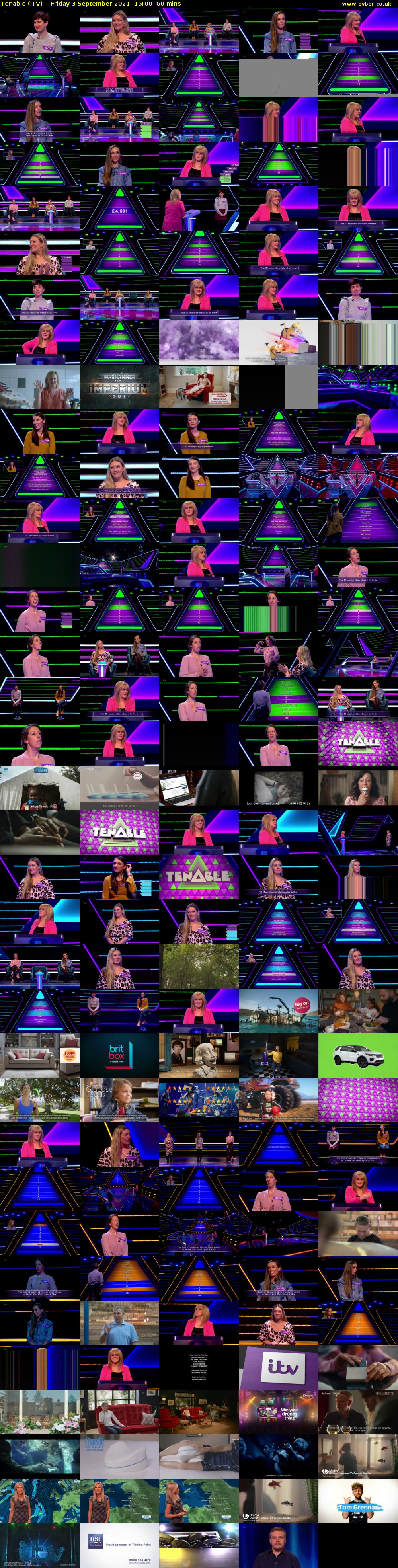 Tenable (ITV) Friday 3 September 2021 15:00 - 16:00