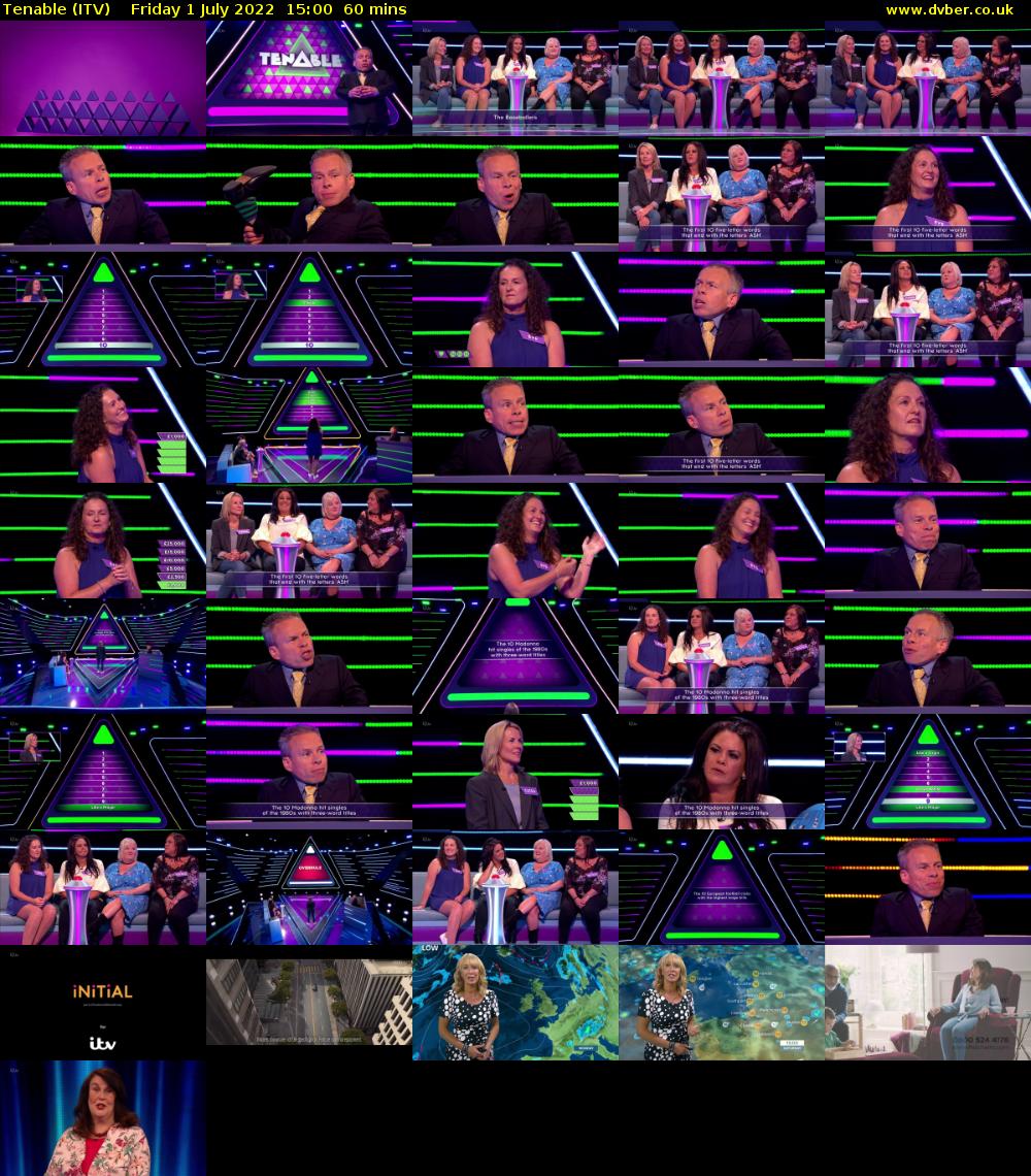 Tenable (ITV) Friday 1 July 2022 15:00 - 16:00