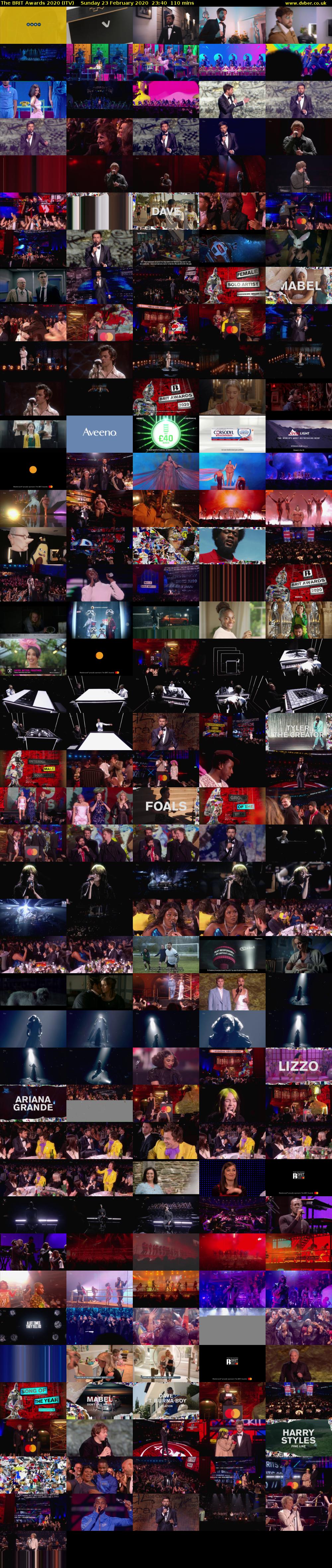 The BRIT Awards 2020 (ITV) Sunday 23 February 2020 23:40 - 01:30