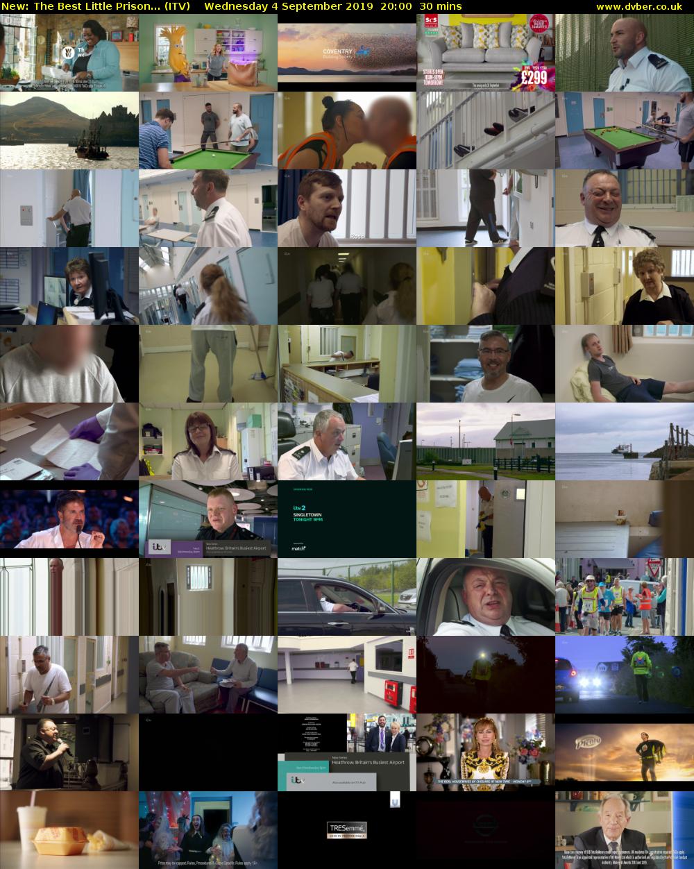The Best Little Prison... (ITV) Wednesday 4 September 2019 20:00 - 20:30