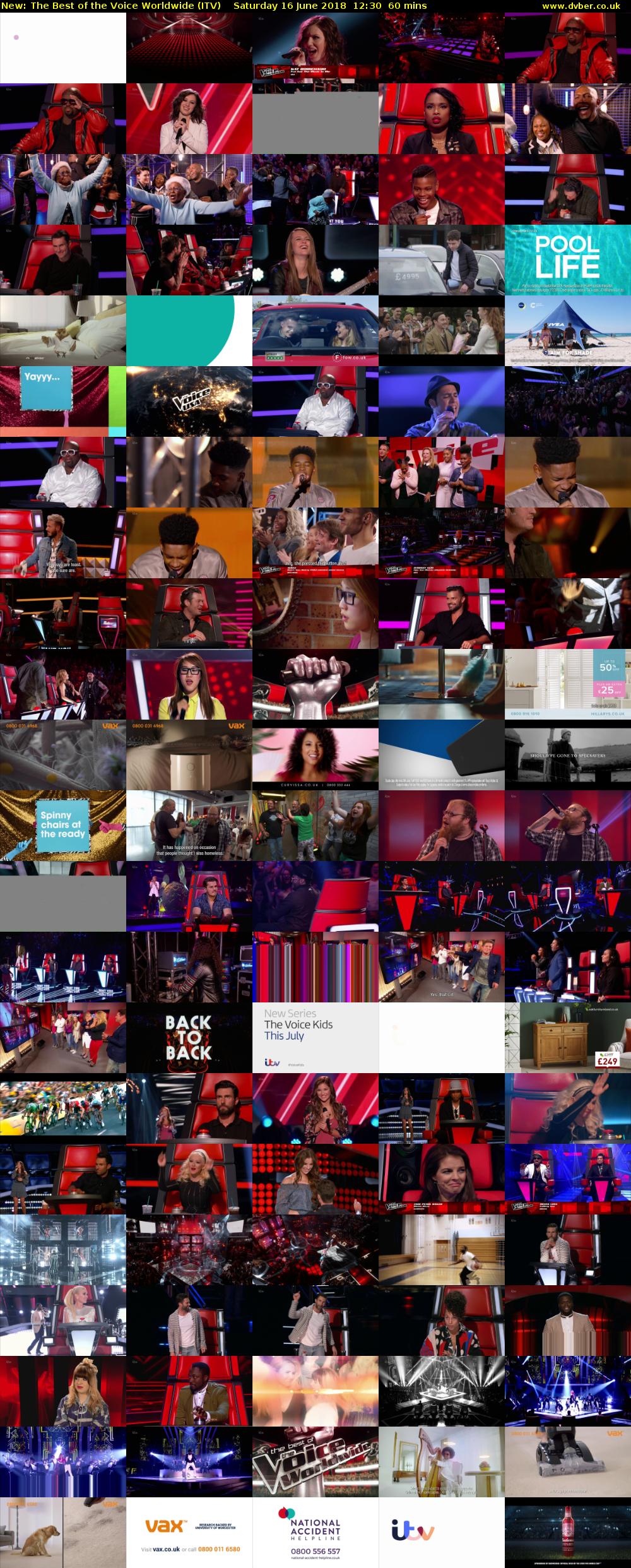 The Best of the Voice Worldwide (ITV) Saturday 16 June 2018 12:30 - 13:30