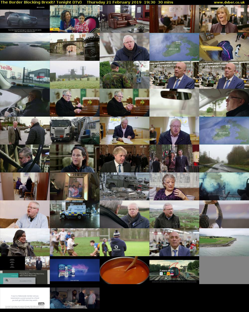 The Border Blocking Brexit? Tonight (ITV) Thursday 21 February 2019 19:30 - 20:00