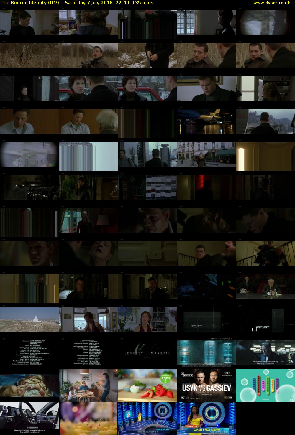 The Bourne Identity (ITV) Saturday 7 July 2018 22:40 - 00:55