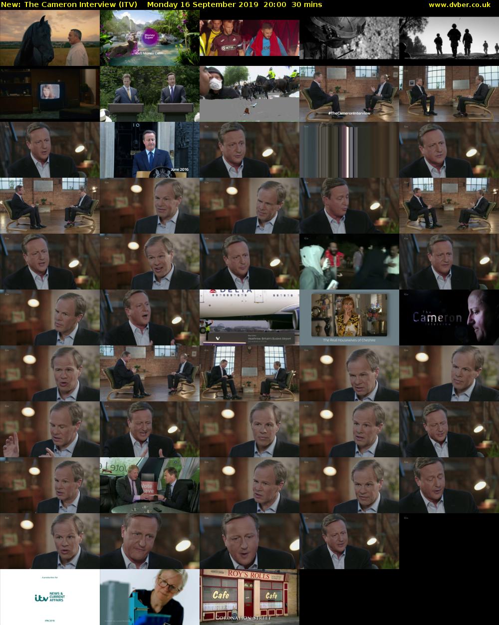 The Cameron Interview (ITV) Monday 16 September 2019 20:00 - 20:30