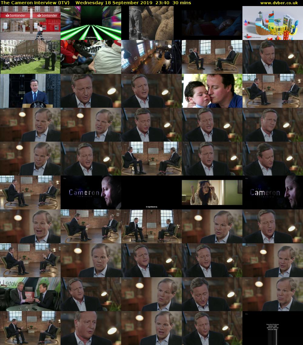 The Cameron Interview (ITV) Wednesday 18 September 2019 23:40 - 00:10