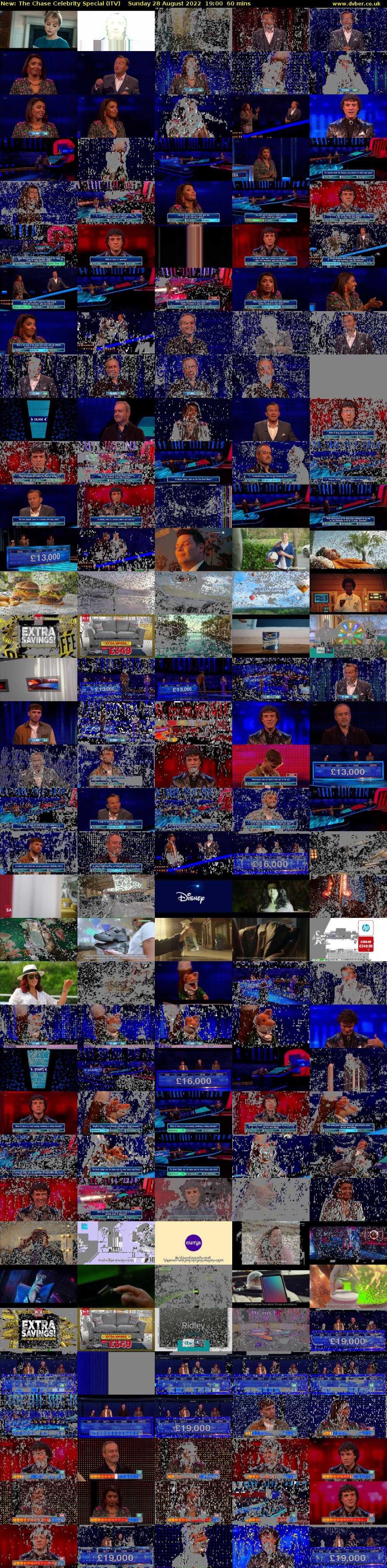 The Chase Celebrity Special (ITV) Sunday 28 August 2022 19:00 - 20:00