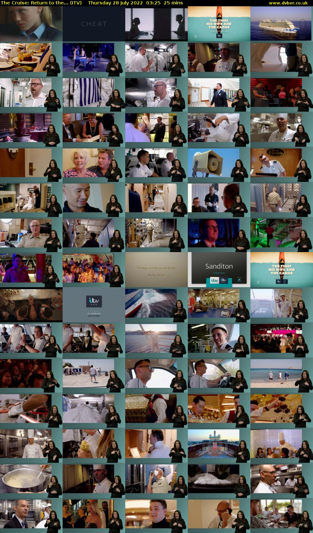 The Cruise: Return to the... (ITV) Thursday 28 July 2022 03:25 - 03:50
