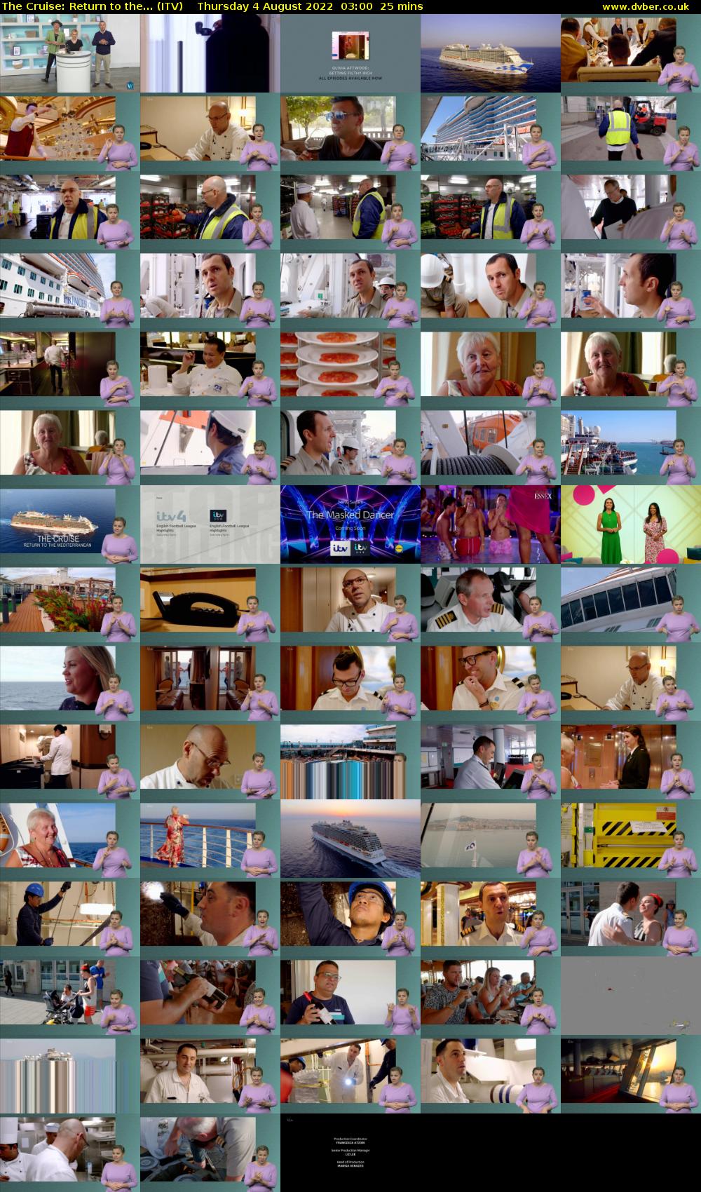 The Cruise: Return to the... (ITV) Thursday 4 August 2022 03:00 - 03:25