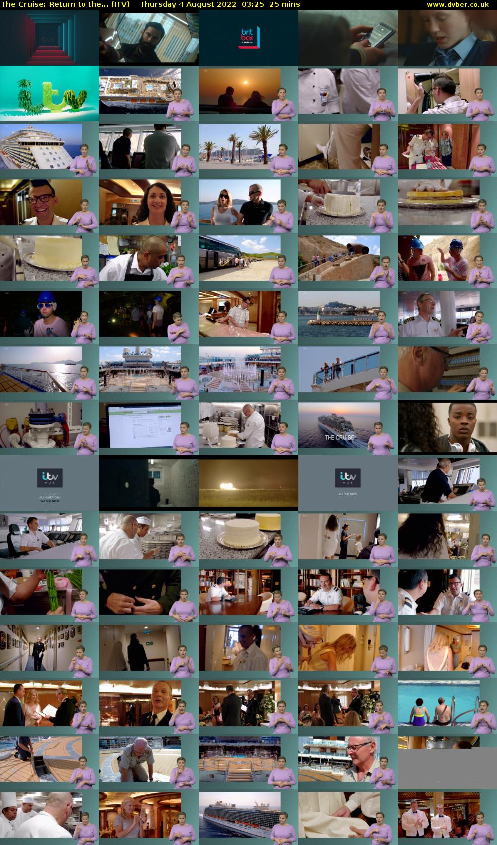 The Cruise: Return to the... (ITV) Thursday 4 August 2022 03:25 - 03:50