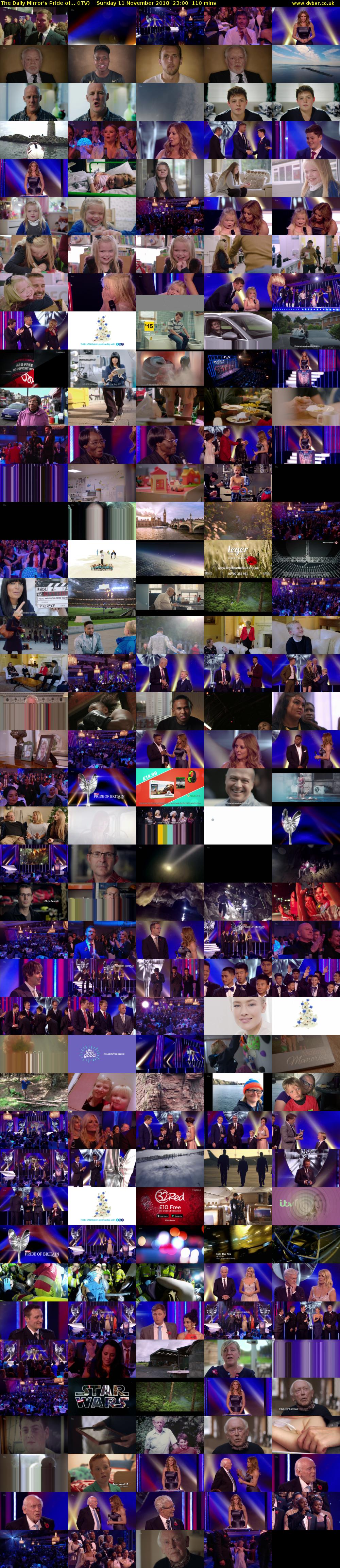 The Daily Mirror's Pride of... (ITV) Sunday 11 November 2018 23:00 - 00:50