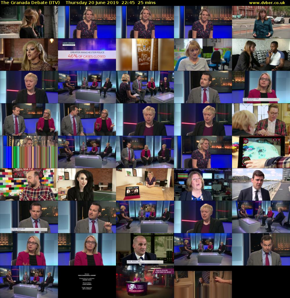 The Granada Debate (ITV) Thursday 20 June 2019 22:45 - 23:10