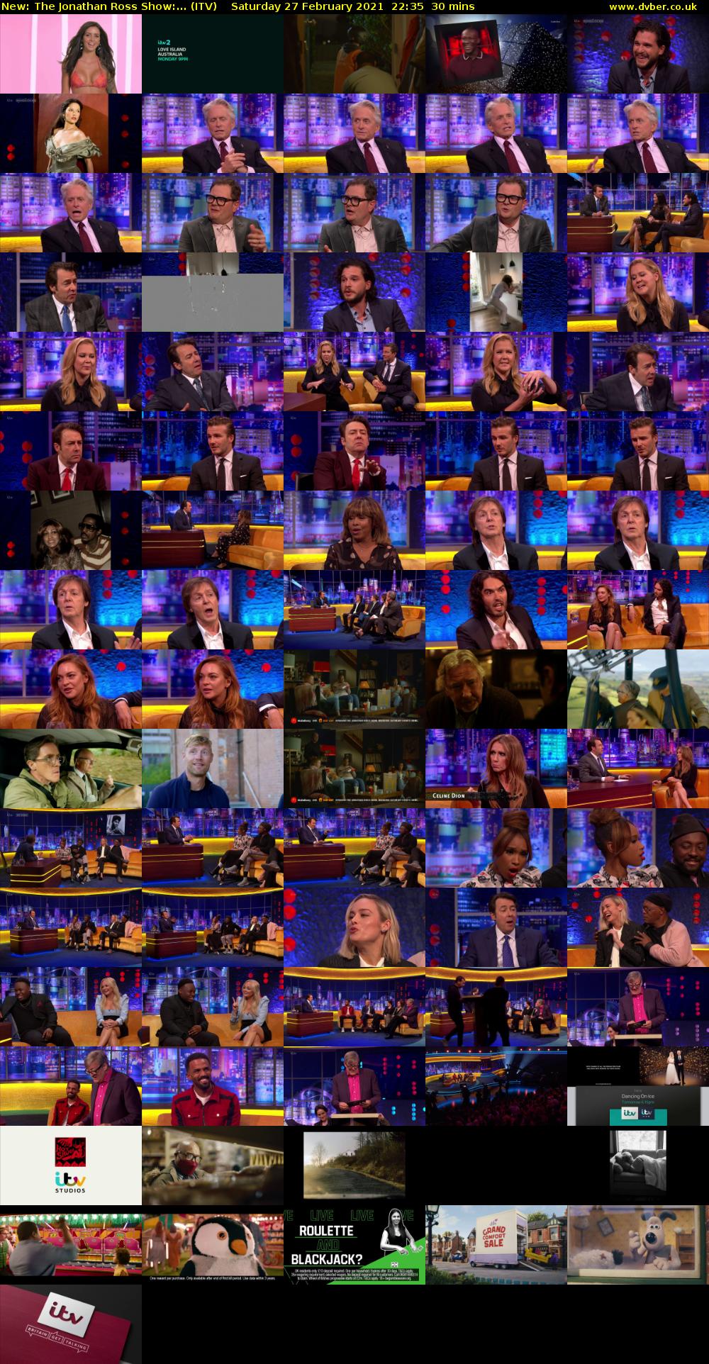 The Jonathan Ross Show:... (ITV) Saturday 27 February 2021 22:35 - 23:05